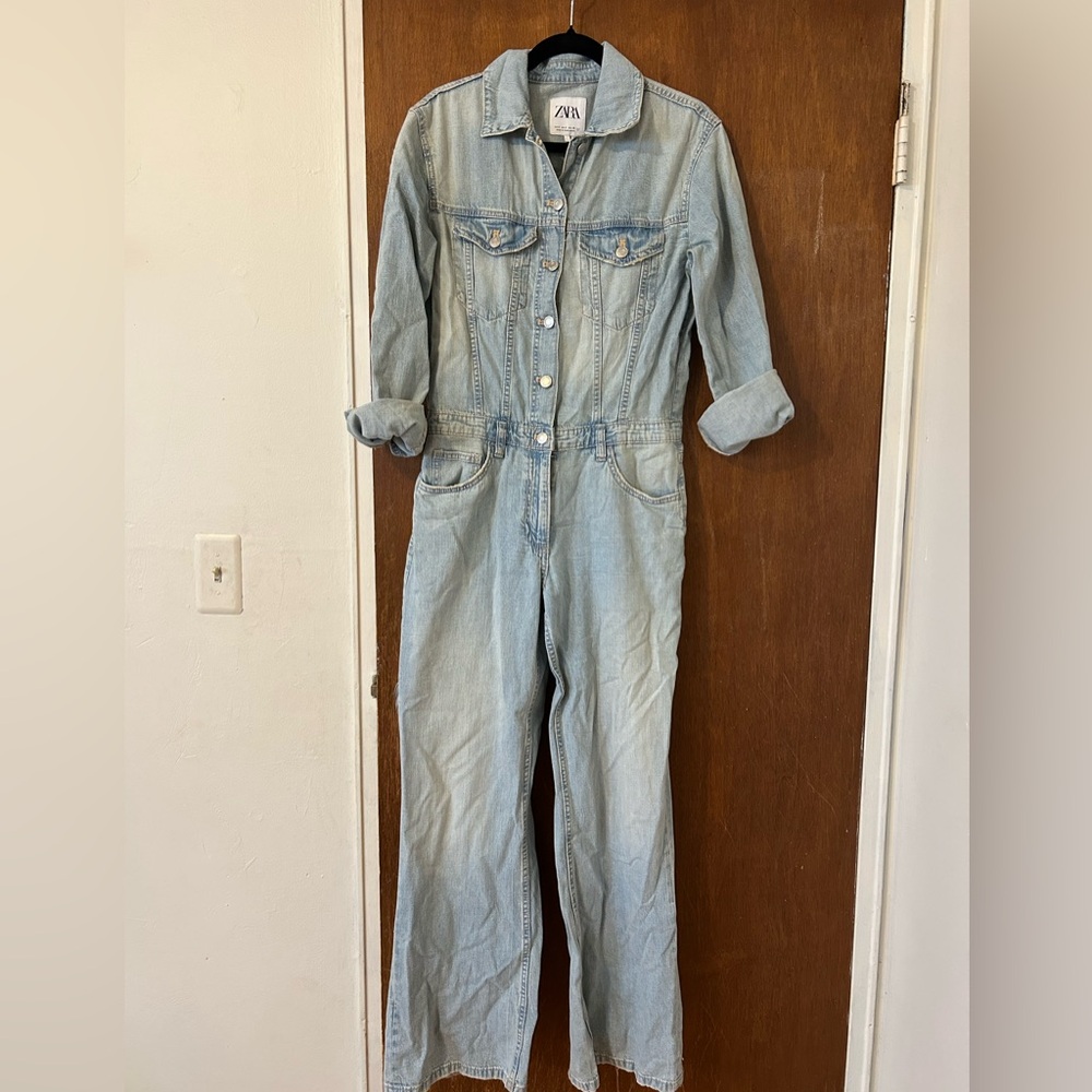 Zara Women's Light Blue Denim Overalls